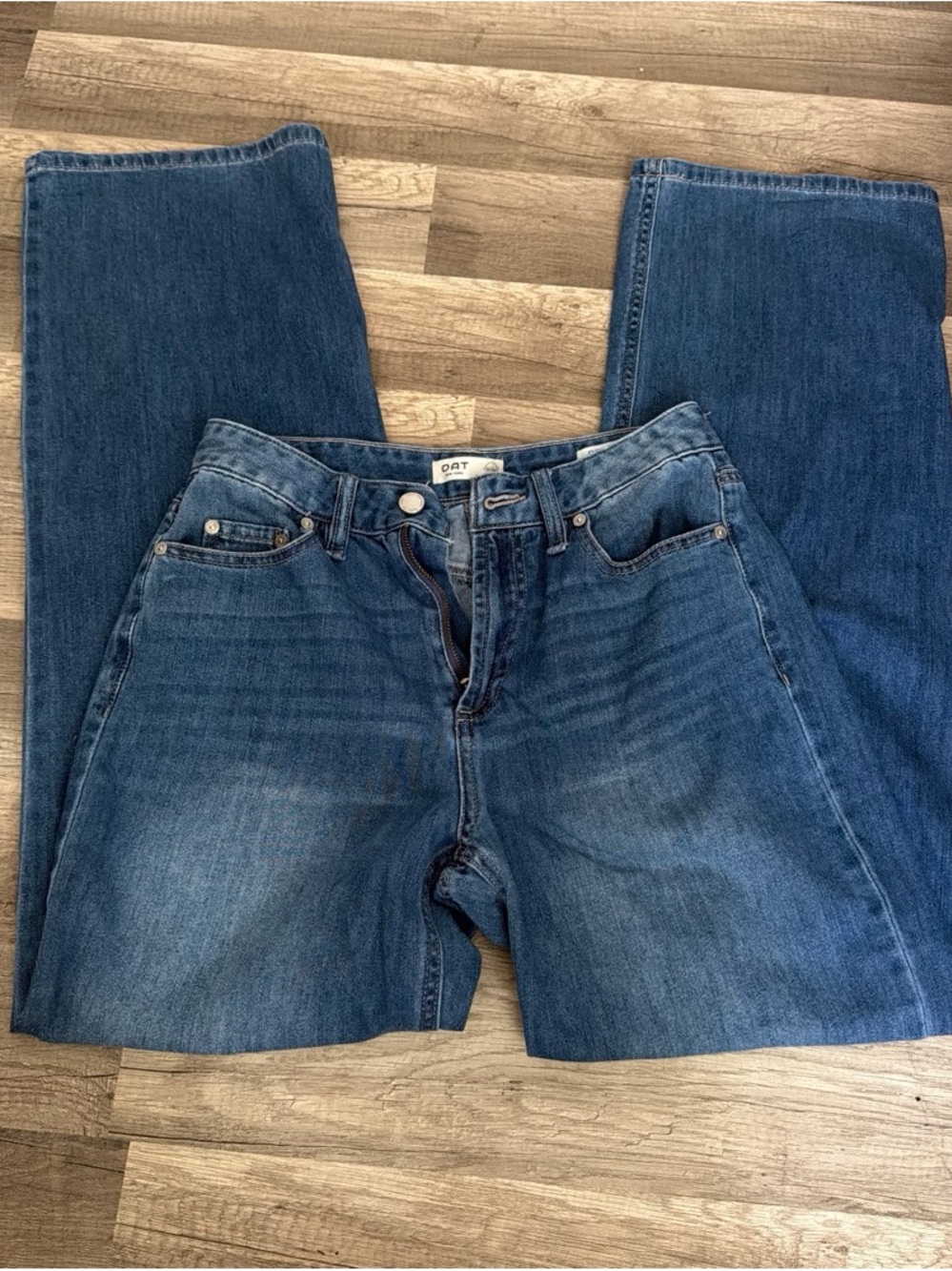 Oat New York Straight Leg Jeans - Medium Blue Denim